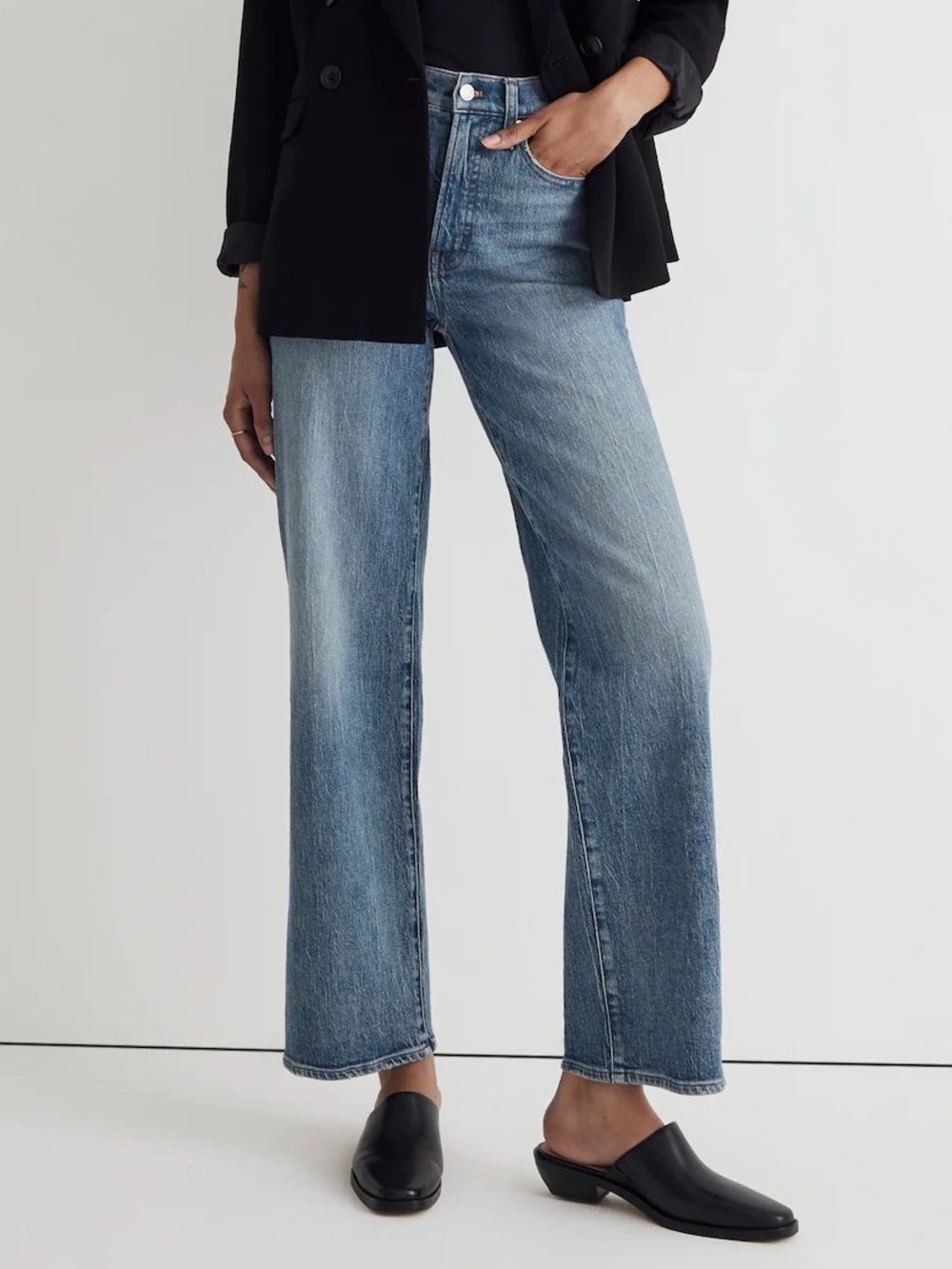 Madewell The Perfect Vintage Wide-Leg Jean in Heathcote Wash Comfort Stretch 29